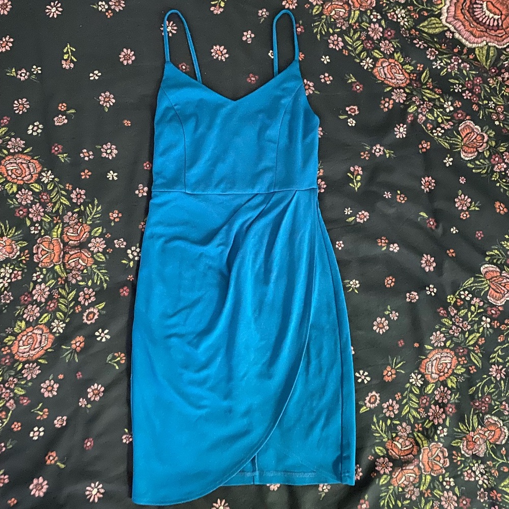 Turquoise sleeveless wrap dress